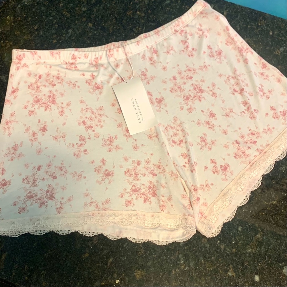 Zara Home Pajama Shorts w/Floral Pattern;NWT! Sz L